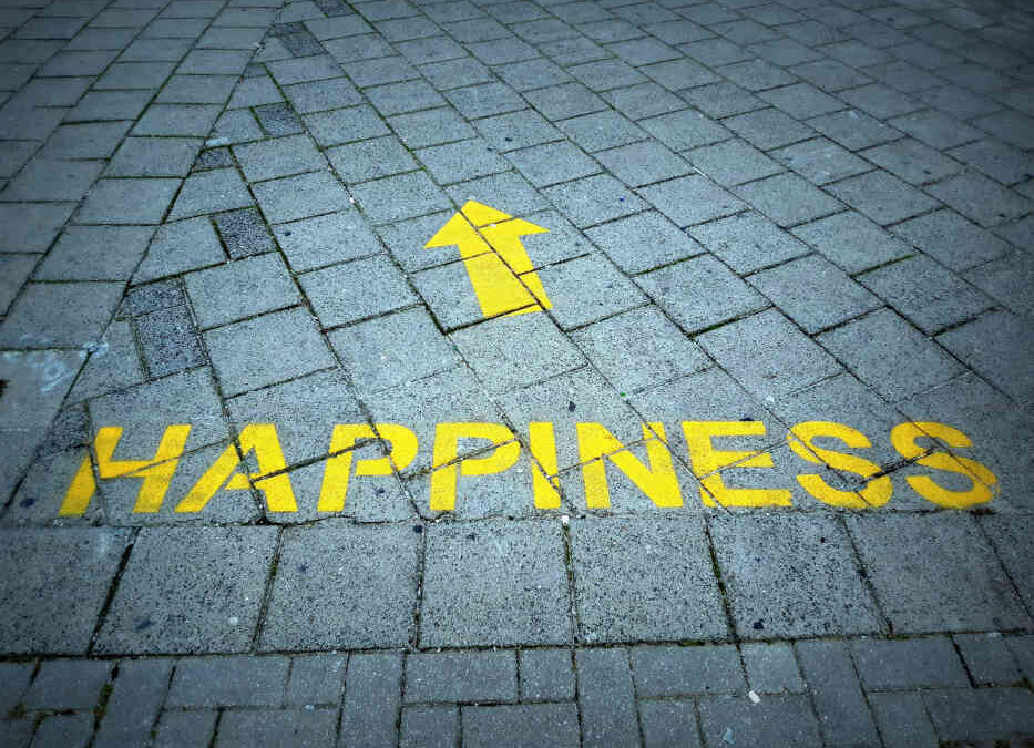 "Happiness" painted on the pavement